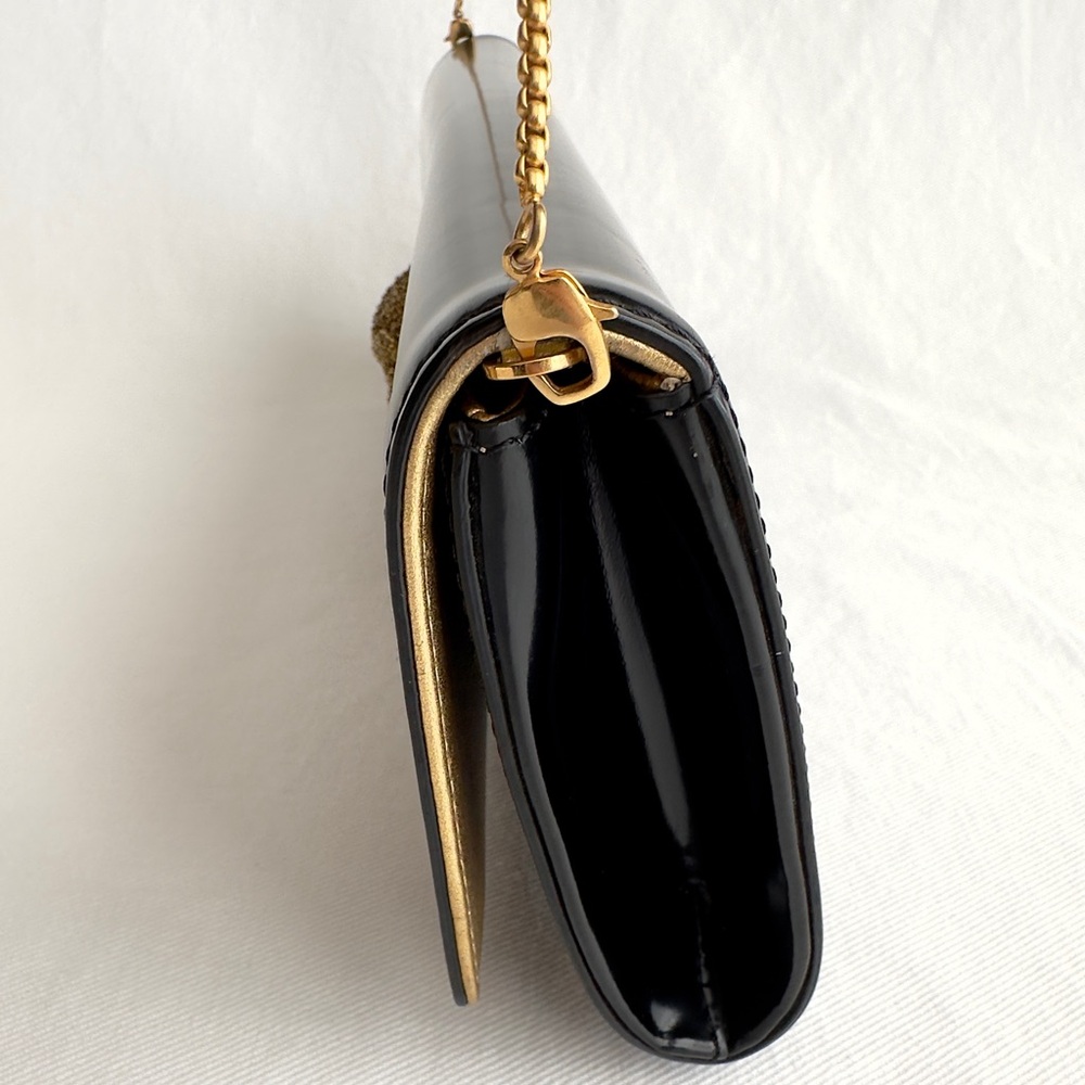 ✨VERSACE Crystal Medusa Icon Leather Clutch Bag With Strap Black Gold - Picture 7 of 17